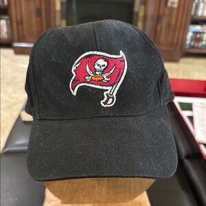Black Buccaneers Cap with Red Flag and Crossbones Logo